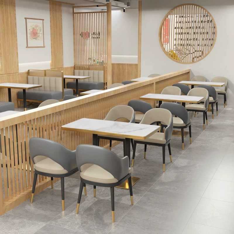 轻奢餐桌椅商用意式餐厅椅子西餐厅奶茶店餐桌椅组合不锈钢卡座