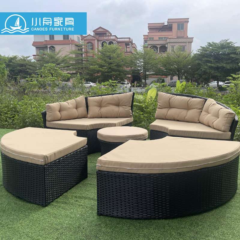藤沙发桌椅户外半圆形室外休闲藤编弧形藤椅组合家具藤艺户外休闲