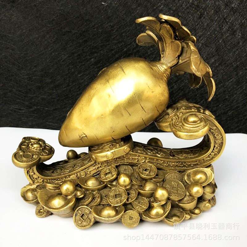 铜好彩头摆件铜如意大萝卜金钱元宝铜器铜雕工艺品