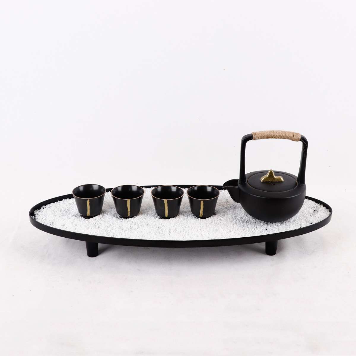 新中式摆件样板房茶室售楼处茶几套装饰品现代设计师陶瓷茶具摆设