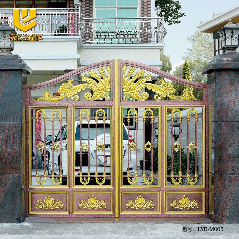 厂家 别墅铝艺大门烤漆防锈不锈钢乡村庭院双开门折叠防盗