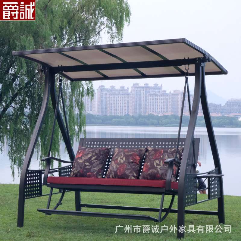 铸铝合金吊椅室外摇椅双人休闲吊篮庭院户外太阳能秋千带脚踏新款