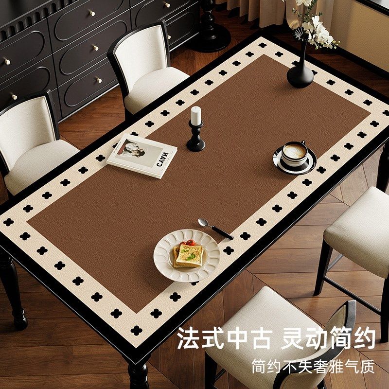 餐桌垫法式中古长方形餐桌布防水防油免洗茶几盖布桌面保护垫台布