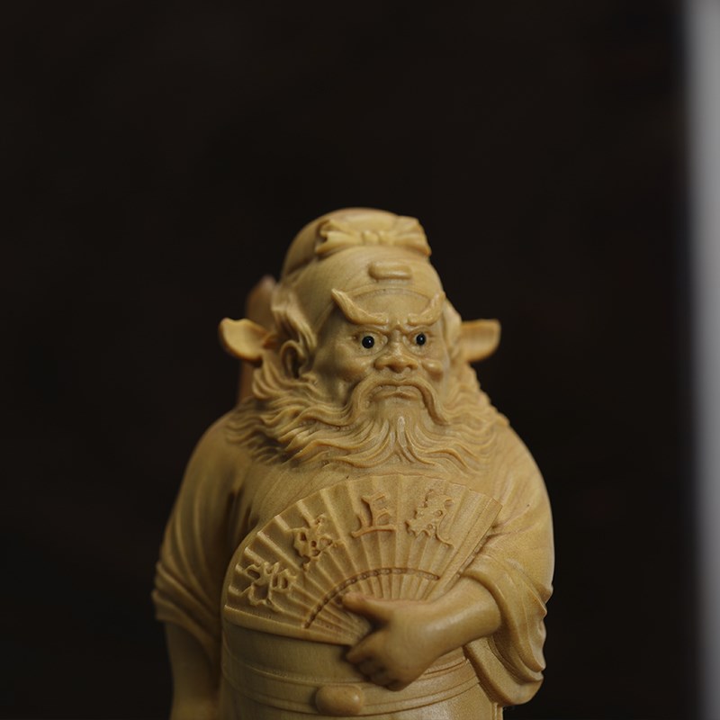 黄杨木雕锺馗手把件浩然正气实木雕刻招财把玩随便盘玩把件工艺礼