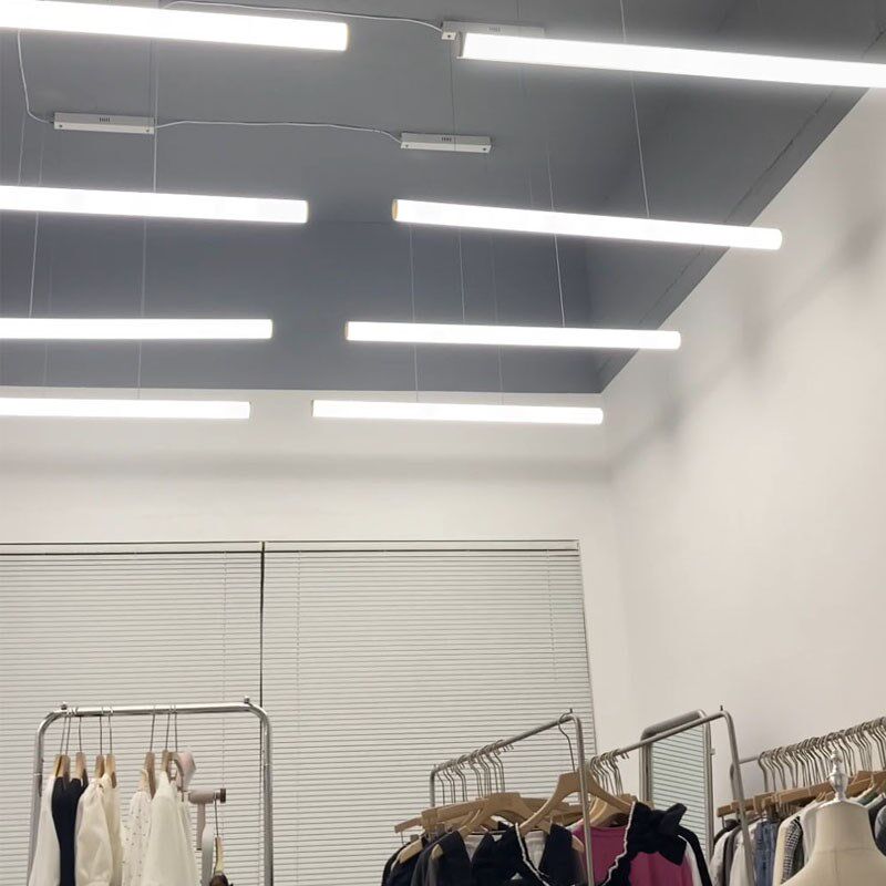 极简长条灯办公室吊灯圆形灯管餐厅吧台超市照明灯餐桌吊线灯具