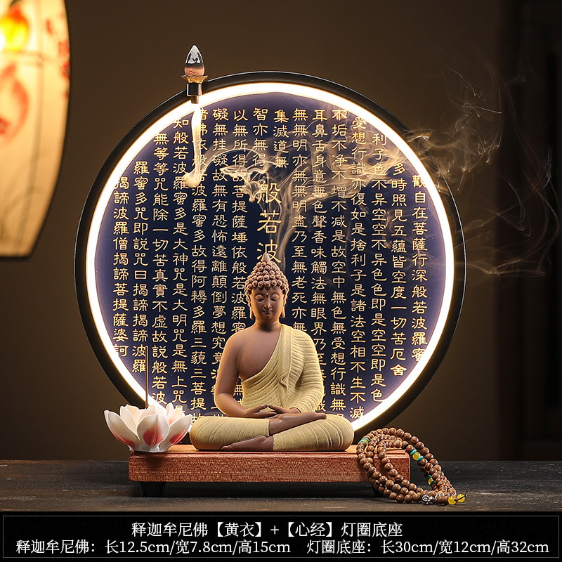 新中式禅意紫砂如来佛像摆件创意释迦摩尼坐佛家居装饰品工艺品
