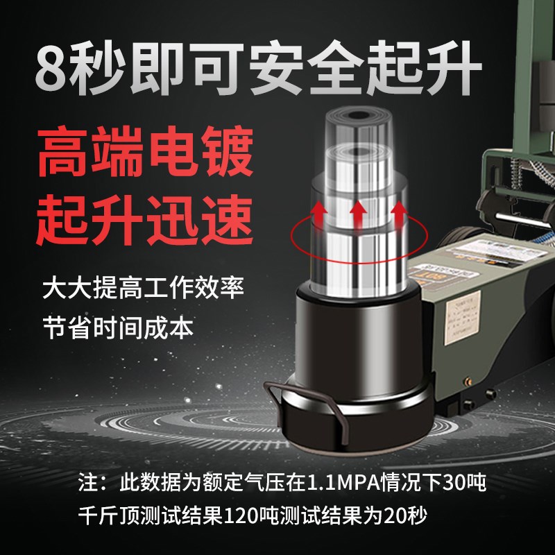 冠航气动千斤顶卧式液压50T80大吨位120货车汽修专用折叠电镀150t
