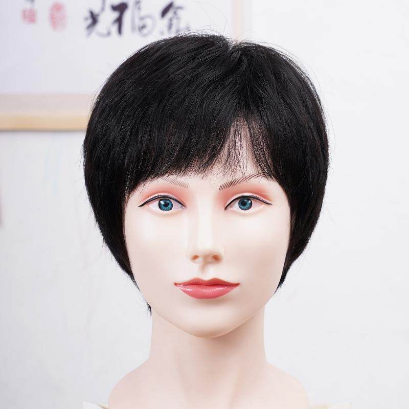 假发女短发50到70岁老人真发头套自然全头真人发丝逼真奶奶假发套