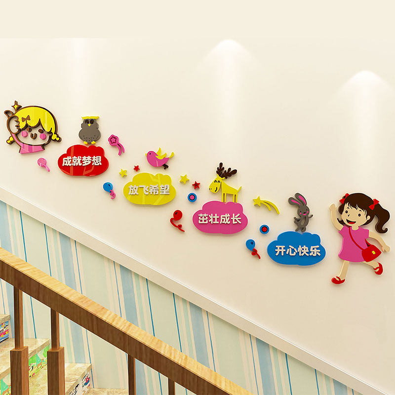 幼儿园墙面装饰环境布置材料楼梯文化墙贴纸画走廊过道环创主题
