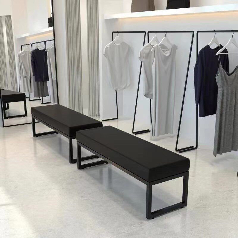 简约鞋店铁艺长条凳轻奢软包换鞋凳北欧服装店休息沙发凳更衣凳子