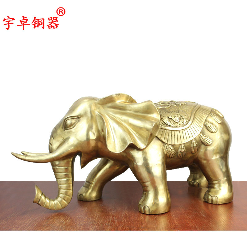 宇卓铜器铜吉祥象一对 黄铜大象 纯铜象工艺品摆饰