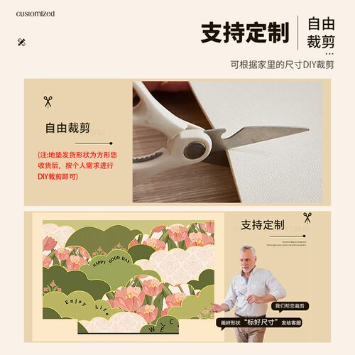 小清新门口地垫进门2025新款可擦免洗pvc入户门地毯可裁剪脚垫子