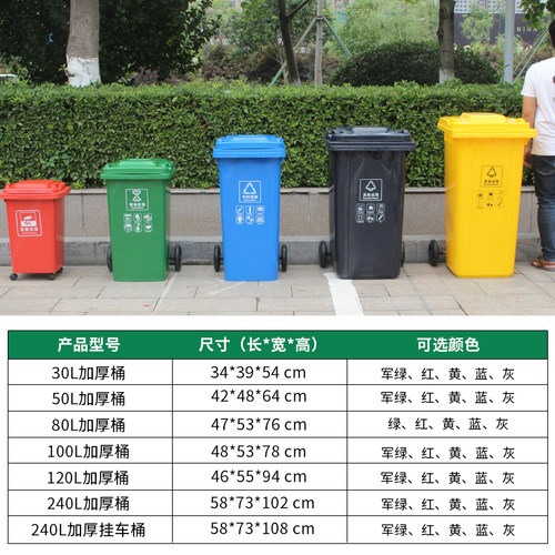 240L户外垃圾桶大容量商用带盖100l大号大码分类挂车物业小区环卫