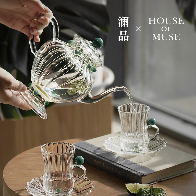 澜品琉璃玉珠高硼硅玻璃茶壶套装耐高温果茶高级轻奢家用茶具