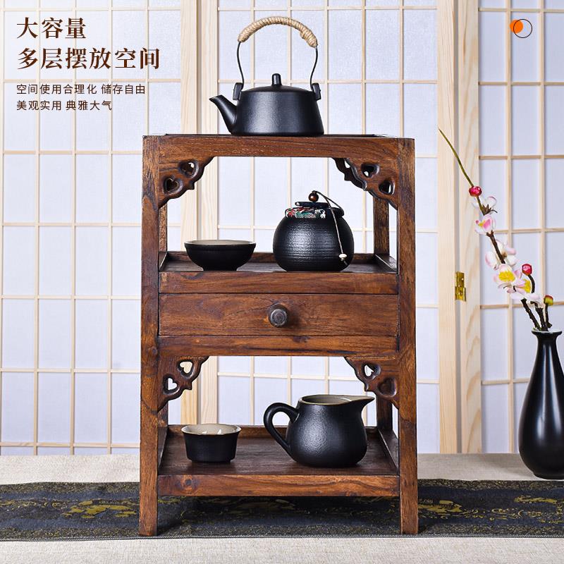中式实木桌面博古架茶杯架子茶壶置物架茶具收纳紫砂壶展示双层架