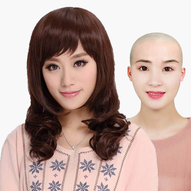 假发女长卷发全头套斜刘海化疗光头妈妈中长发适合圆脸的发型可扎