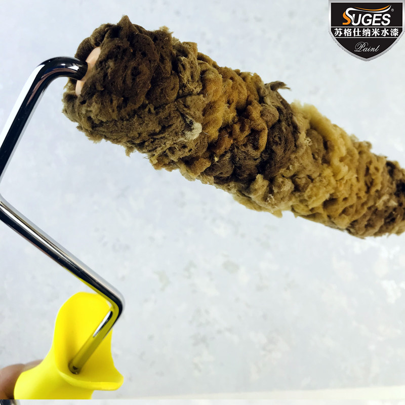 天然海藻绵滚筒三色珠光艺术漆滚花海绵辊筒刷6寸细管海藻棉滚筒
