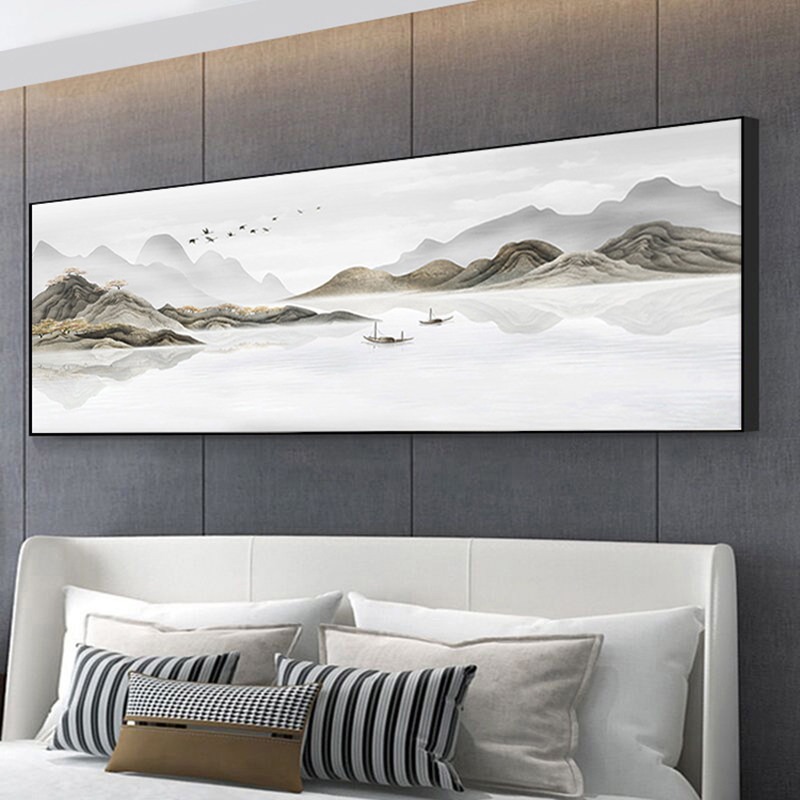 新中式客厅装饰画山水风景画一整幅大气沙发背景墙挂画办公室壁画
