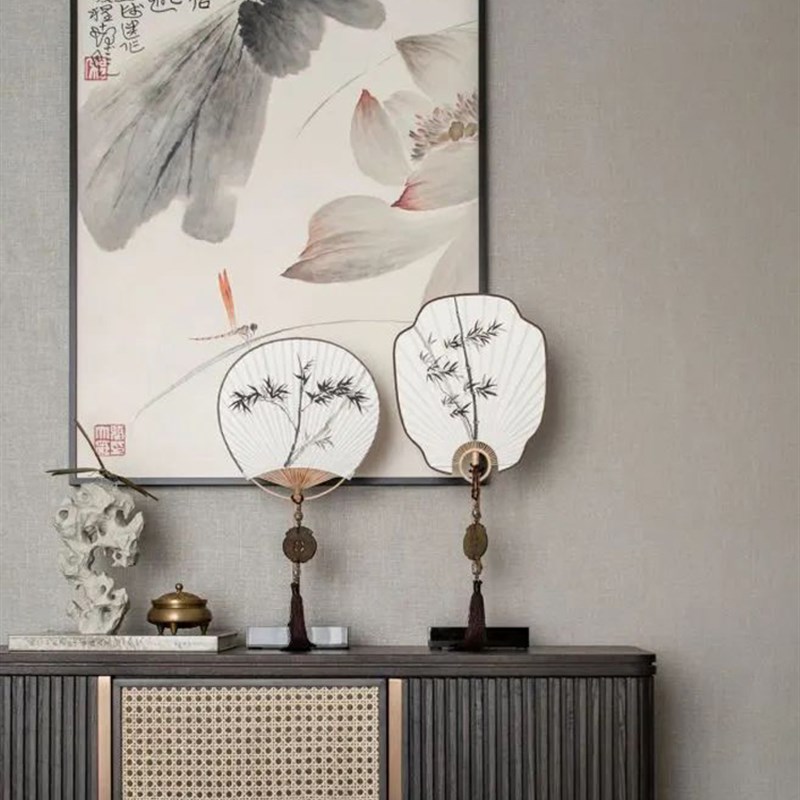 中国风新中式沙发背景墙水墨壁画装饰画挂画墙画玄关鞋柜禅意摆件
