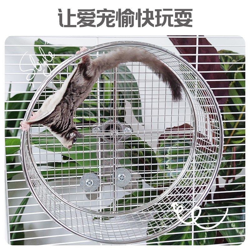 蜜袋鼯不锈钢静音跑轮玩具磨甲转轮加大悬挂造景蜜袋跑轮静音专用