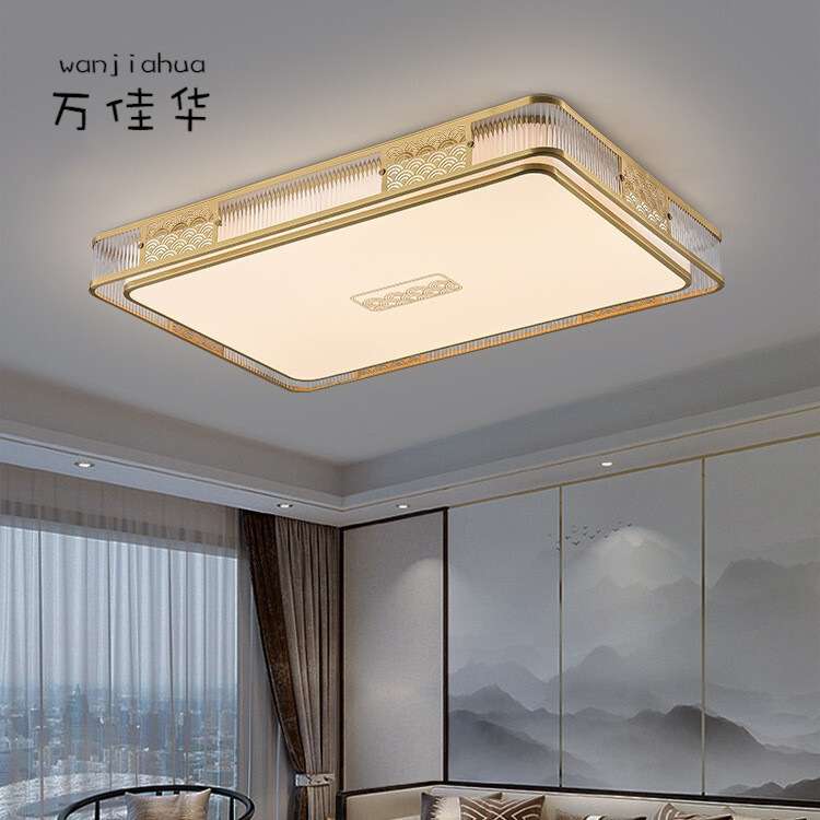 新中式全光谱护眼led吸顶灯客厅灯现代简约全铜圆形卧室书房灯具
