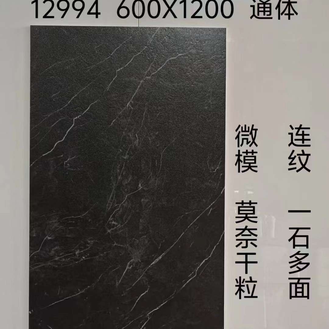 通体哑光板岩瓷砖600X1200黑白根劳伦黑金花商铺连锁店仿古地板砖