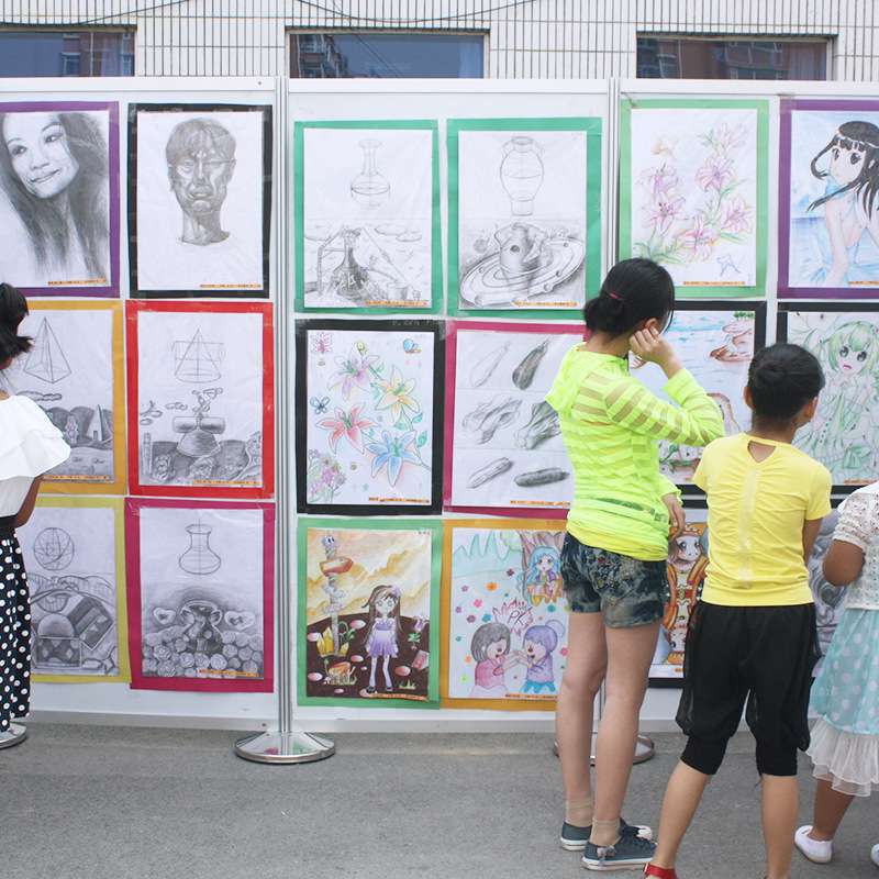 便携易装展览板幼儿园美术字画摄影展示墙双面折叠展板八棱柱屏风