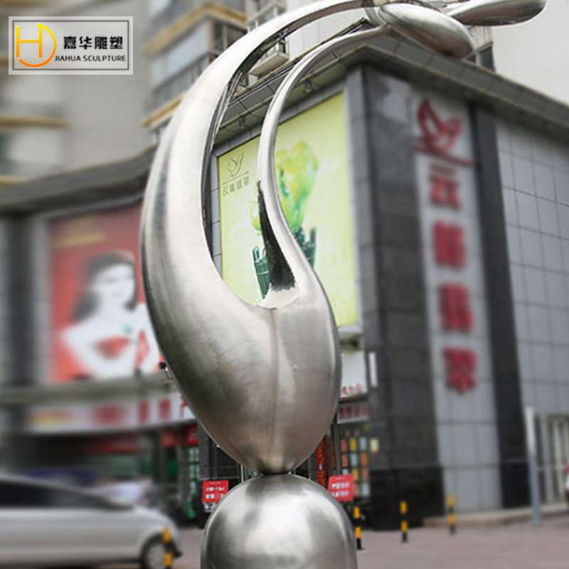大型不锈钢雕塑户外园林景观抽象镜面铁艺镂空异型金属摆件制作