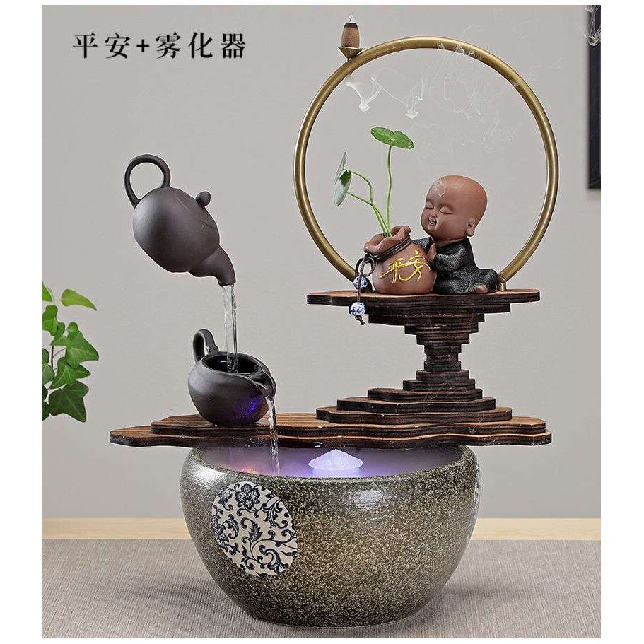 家居加湿鱼缸流水器办公桌玄关电视柜客厅送礼工艺品招财风水摆件