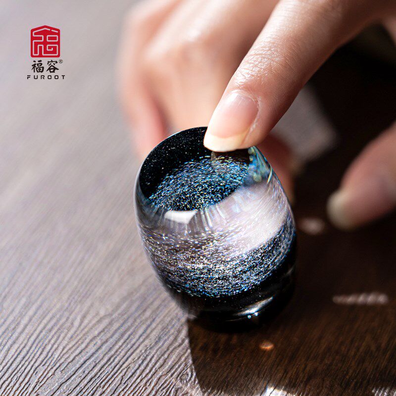 福容星空水晶玻璃盖置家用盖碗盖托茶垫耐热茶具摆件功夫茶道配件