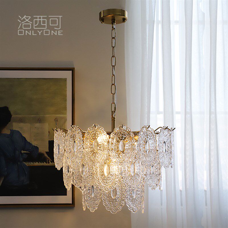 洛西可vintage中古复古玻璃吊灯 美式法式艺术卧室餐厅客厅轻奢灯