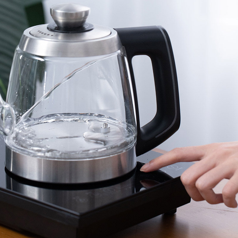 嵌入式茶台茶桌茶盘电陶炉煮茶炉全自动电热水壶手柄上水玻璃茶壶