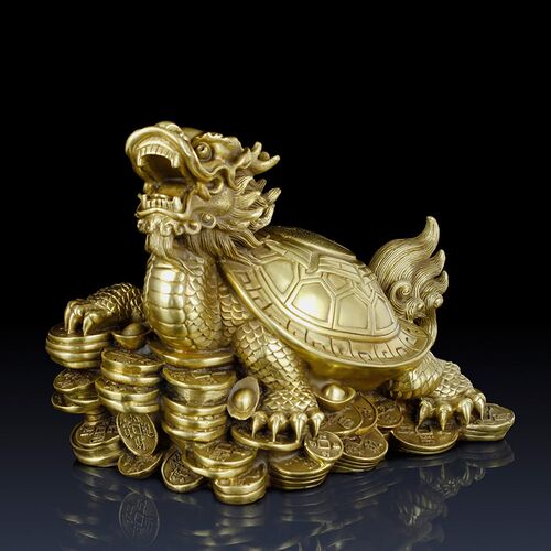 纯黄铜龙龟摆件龙龟工艺品摆件办公室装饰品礼品客厅玄关茶几摆设
