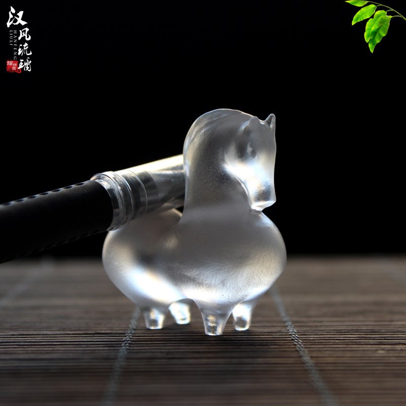 古法真琉璃创意茶宠可爱琉璃白马家居客厅书房摆件工艺品生日礼物