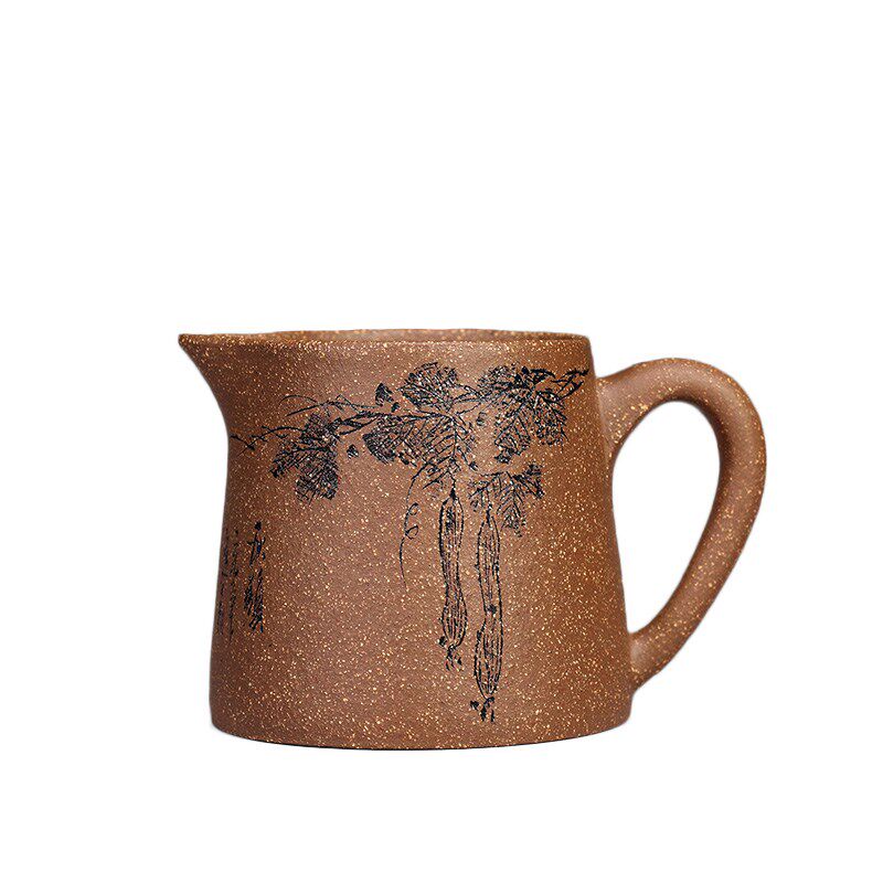 名家李建军刻绘紫砂公道杯原矿降坡泥大号功夫茶具复古精致分茶器
