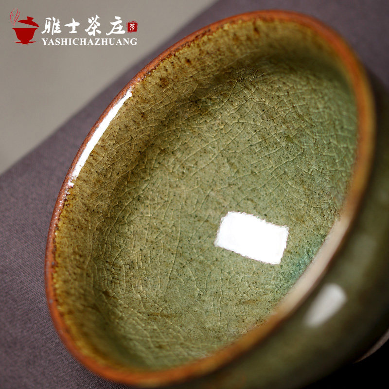 原矿软化水质品茗杯 日式陶瓷功夫茶杯 冰裂纹铁胎手工主人杯茶盏