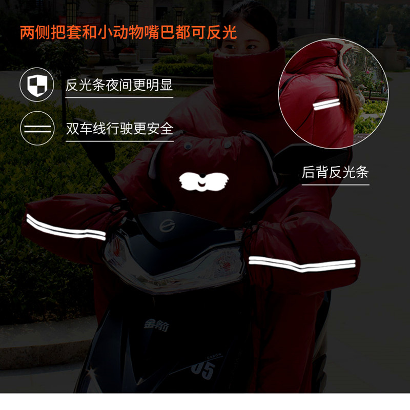 骑电动摩托车挡风被冬季加厚防雨水双人亲子带孩子儿童三人全包款