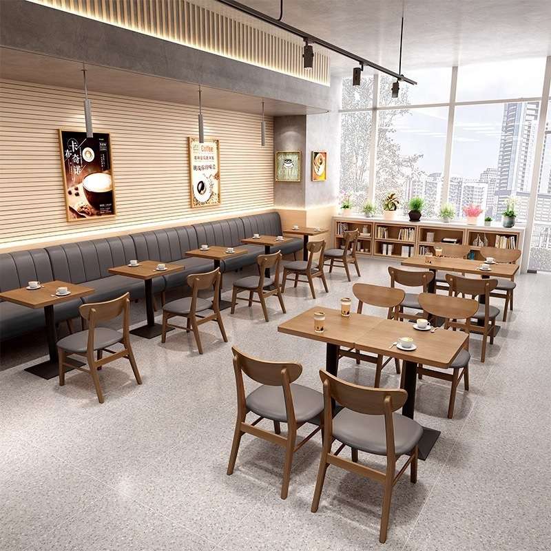 茶餐厅-板式卡座沙发凳咖啡厅甜品奶茶店桌子桌椅组合餐饮家具