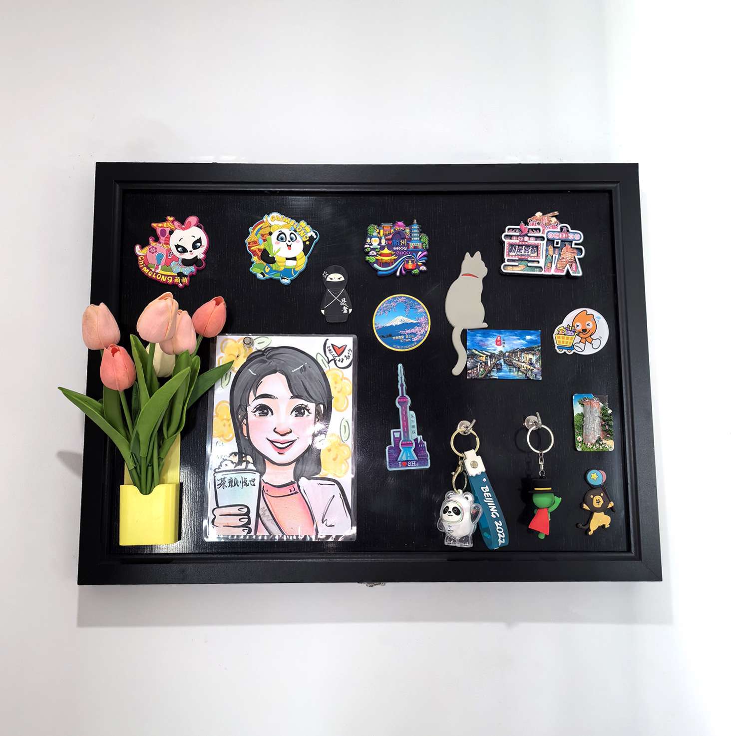 家用挂墙式小黑板电表箱遮挡板可翻盖冰箱贴展示板创意磁吸照片墙