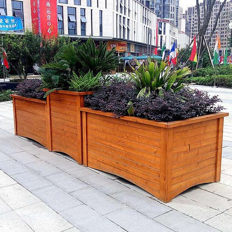 厂家庭院别墅围栏花箱花园栅栏种植箱 防腐木景观市政花盆组合