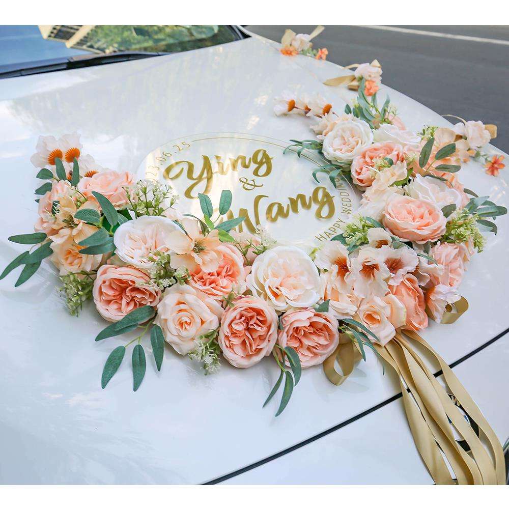 香槟色仿真主婚车装饰拉花车头结婚礼庆用品布置吸盘套装全套新款