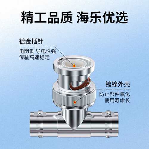 2M两兆头BNC三通1公2母头 1分2接头同轴电缆接头10个装