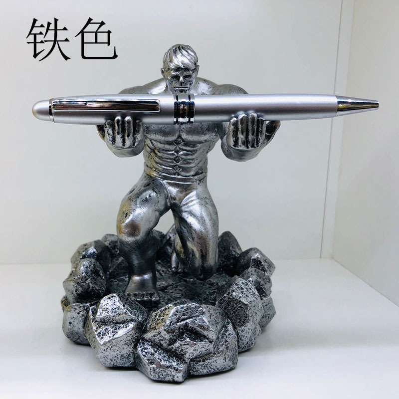 金色银色巨人笔座笔托 树脂工艺品笔架 送金属圆珠笔一支