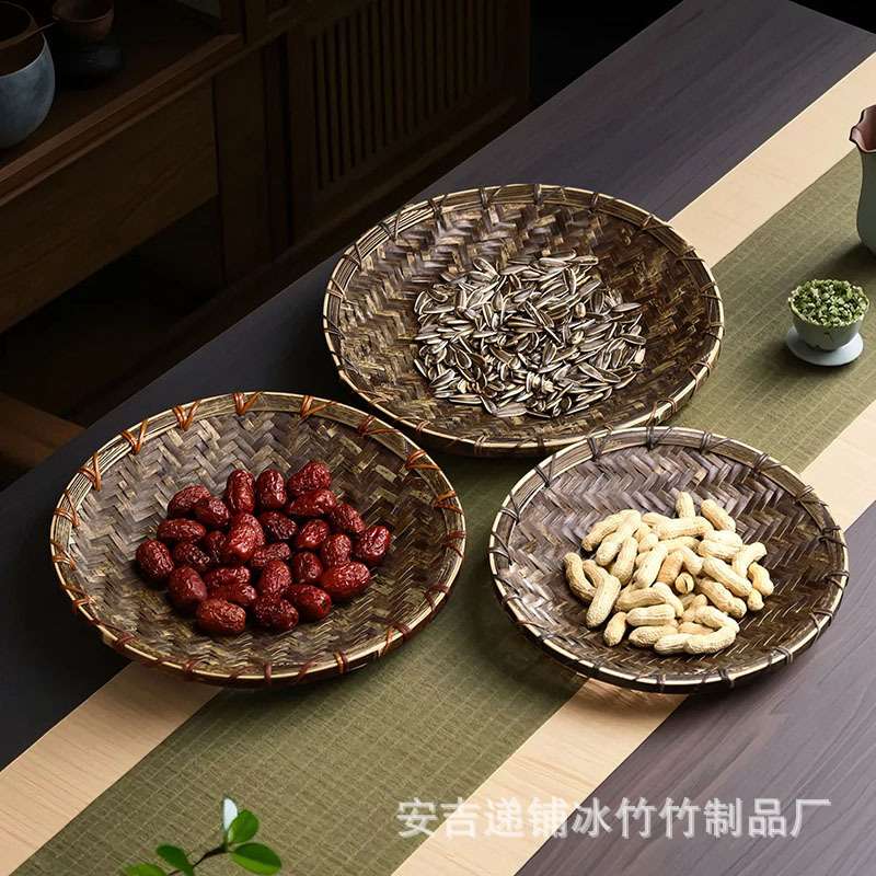 ?竹编茶托盘竹杯垫复古隔热垫茶具配件紫砂壶垫银壶垫茶道干泡垫