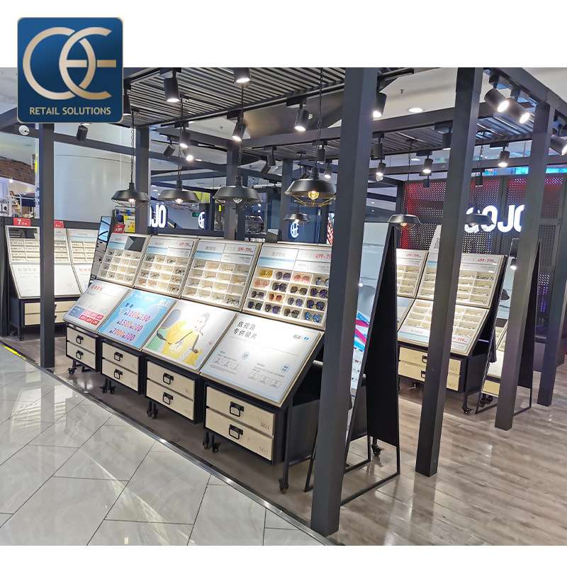 商场眼镜店展示柜货架 整店设计太阳眼镜展示架木质展柜立式柜台
