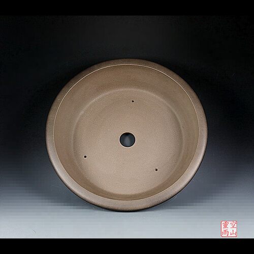 外销精品 宜兴紫砂盆景花盆 全手工仿古云足圆形段泥绿植花卉松柏