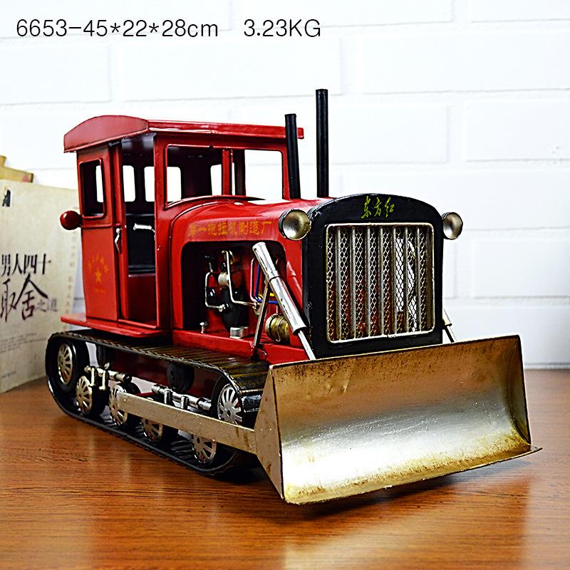 东方红54式拖拉机金属模型摆件铁艺推土机装饰工艺品