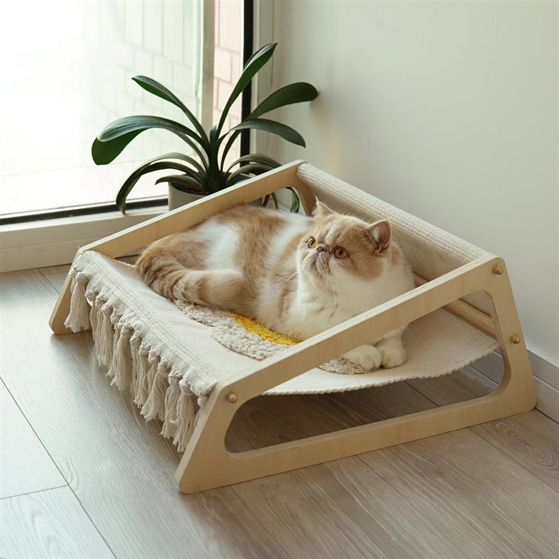 【喵旺财】可爱猫吊床鸡蛋花猫窝棉编织猫咪垫四季通用可拆洗猫床