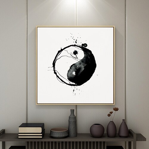 古风太极图挂画新中式茶室禅意装饰画水墨茶楼背景墙面壁画定做