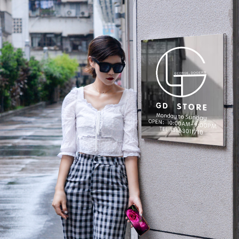 公司门头展示牌金属不锈钢镜面招牌咖啡店服装店美容院广告牌定制